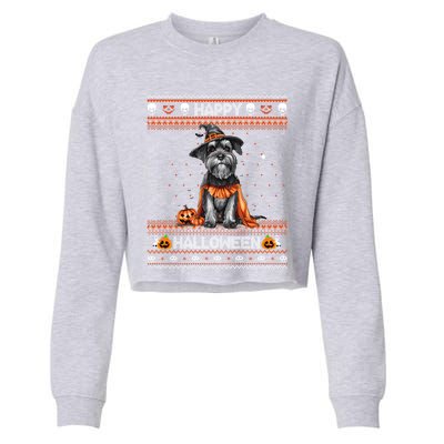 Happy Halloween Ugly Miniature Schnauzer Howloween Pumpkin Cropped Pullover Crew