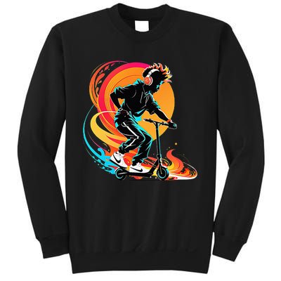 Hip Hop Urban On Scooter Flames Sweatshirt