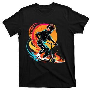 Hip Hop Urban On Scooter Flames T-Shirt