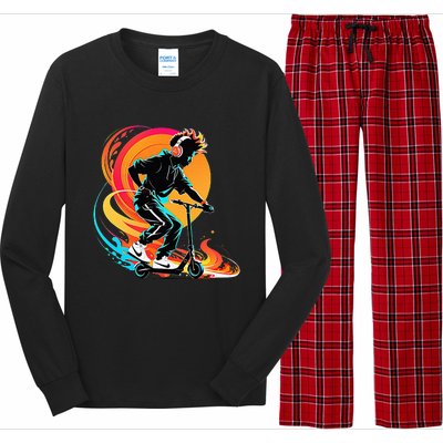 Hip Hop Urban On Scooter Flames Long Sleeve Pajama Set