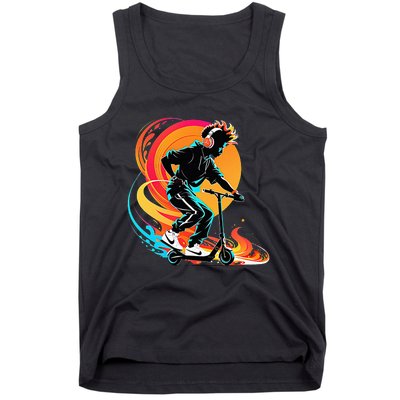 Hip Hop Urban On Scooter Flames Tank Top