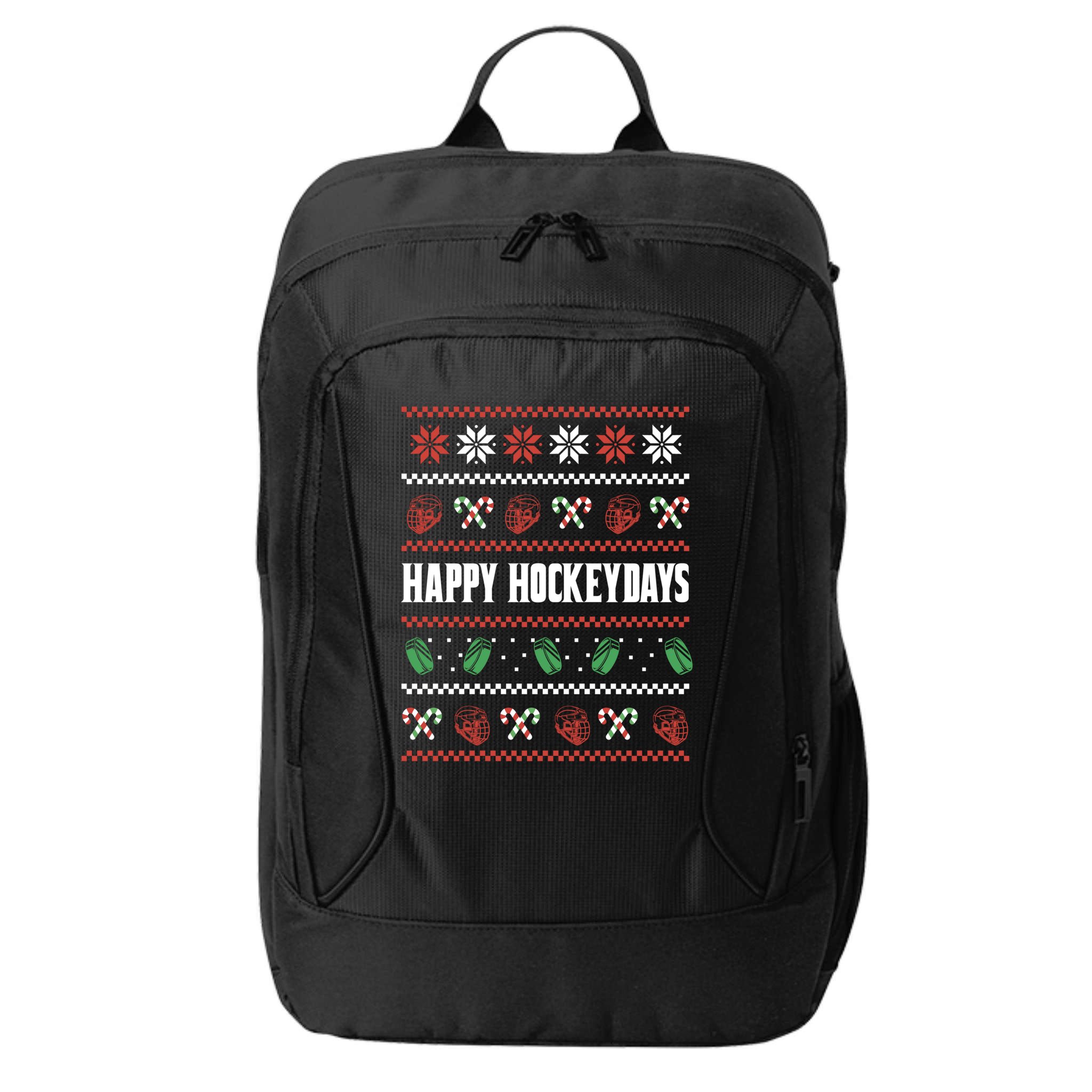 Happy Hockeydays Ugly Chrismas Ice Hockey Gift City Backpack