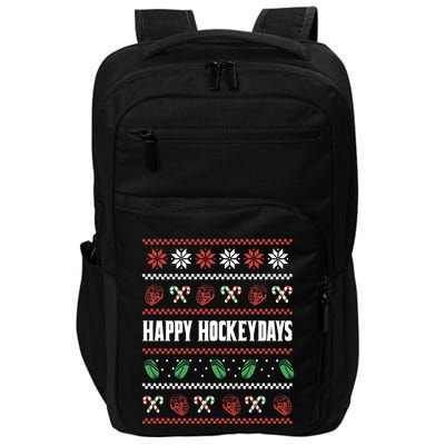 Happy Hockeydays Ugly Chrismas Ice Hockey Gift Impact Tech Backpack