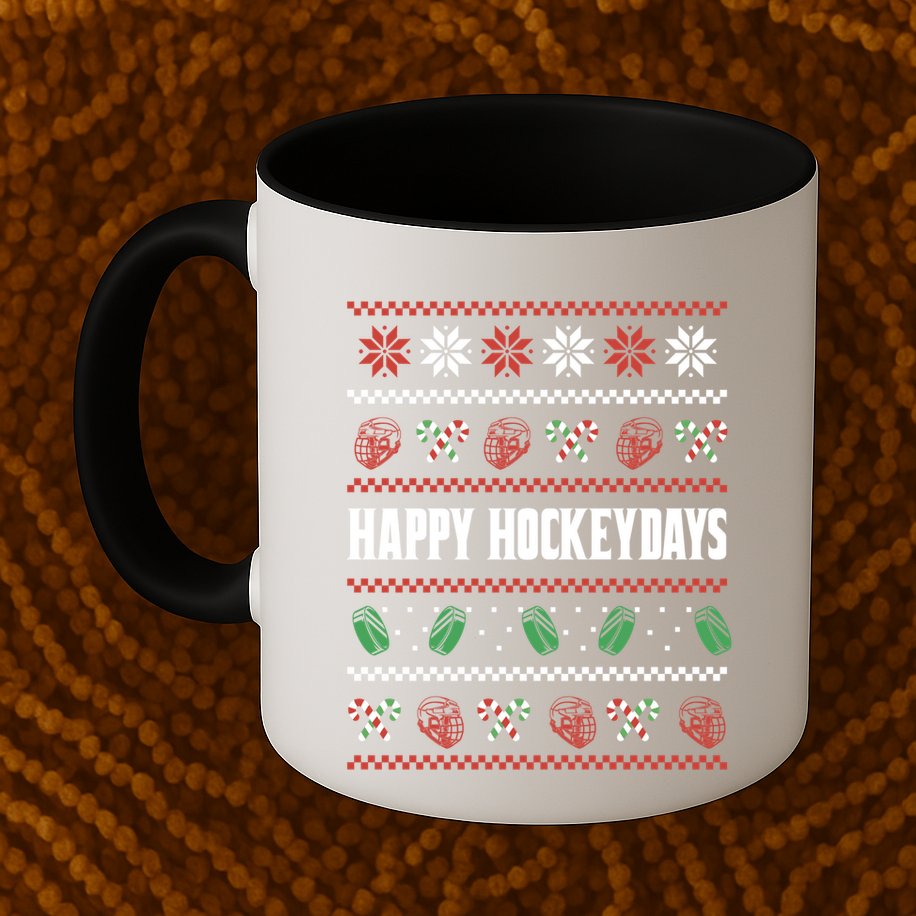 Happy Hockeydays Ugly Chrismas Ice Hockey Gift Mug