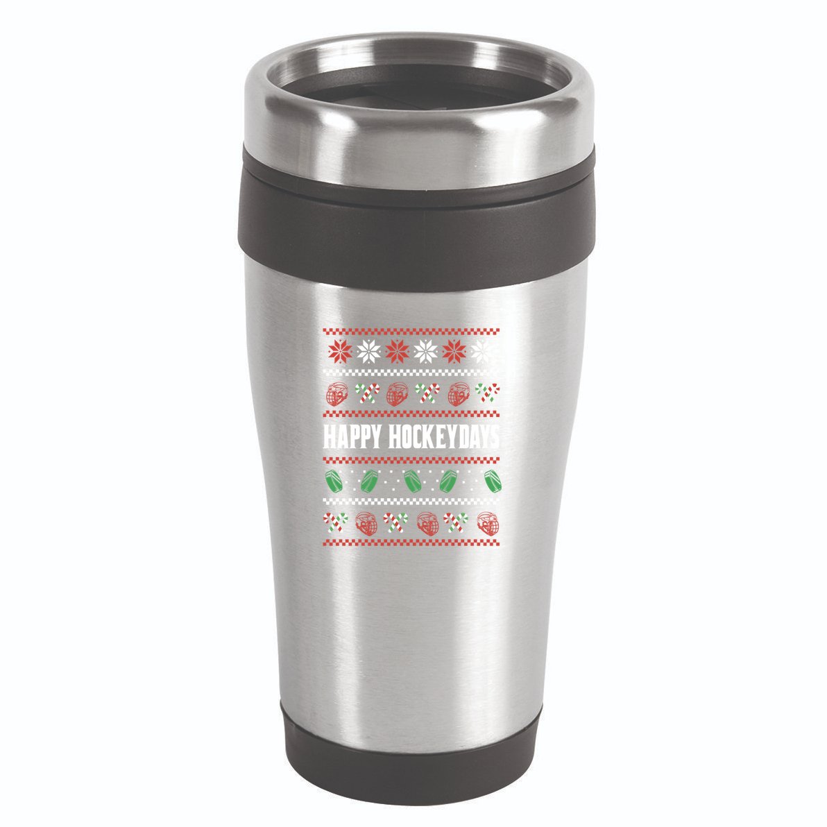 Happy Hockeydays Ugly Chrismas Ice Hockey Gift 16oz Travel Tumbler