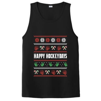 Happy Hockeydays Ugly Chrismas Ice Hockey Gift PosiCharge Competitor Tank