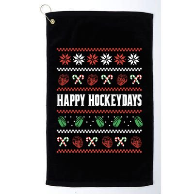 Happy Hockeydays Ugly Chrismas Ice Hockey Gift Golf Towel
