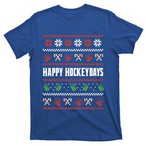 Happy Hockeydays Ugly Chrismas Ice Hockey Gift T-Shirt