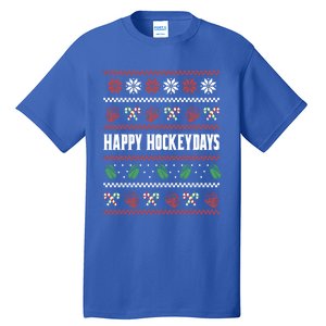 Happy Hockeydays Ugly Chrismas Ice Hockey Gift Tall T-Shirt