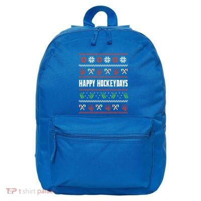 Happy Hockeydays Ugly Chrismas Ice Hockey Gift 16 in Basic Backpack
