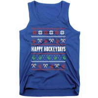 Happy Hockeydays Ugly Chrismas Ice Hockey Gift Tank Top