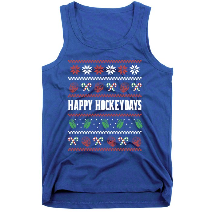 Happy Hockeydays Ugly Chrismas Ice Hockey Gift Tank Top