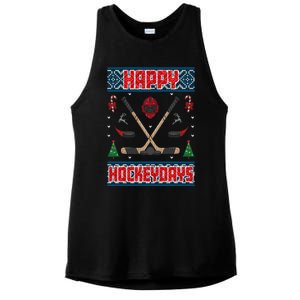 Happy Hockeydays Ugly Christmas Funny Hockey Xmas Great Gift Ladies PosiCharge Tri-Blend Wicking Tank