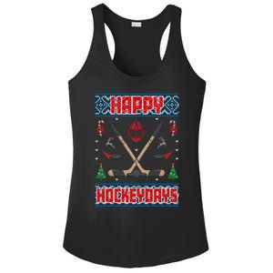 Happy Hockeydays Ugly Christmas Funny Hockey Xmas Great Gift Ladies PosiCharge Competitor Racerback Tank