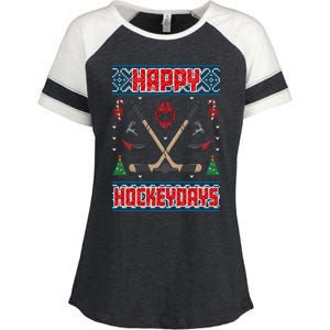 Happy Hockeydays Ugly Christmas Funny Hockey Xmas Great Gift Enza Ladies Jersey Colorblock Tee