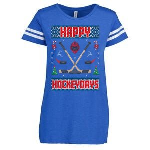 Happy Hockeydays Ugly Christmas Funny Hockey Xmas Great Gift Enza Ladies Jersey Football T-Shirt