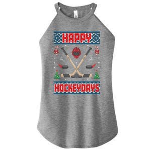 Happy Hockeydays Ugly Christmas Funny Hockey Xmas Great Gift Women's Perfect Tri Rocker Tank