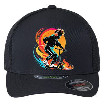 Hip Hop Urban On Scooter Flames For Flexfit Unipanel Trucker Cap