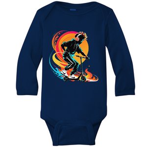 Hip Hop Urban On Scooter Flames For Baby Long Sleeve Bodysuit