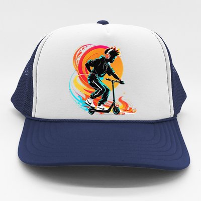 Hip Hop Urban On Scooter Flames For Trucker Hat