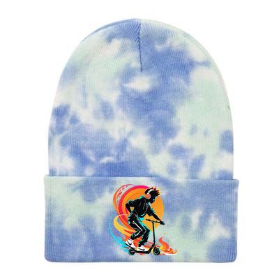 Hip Hop Urban On Scooter Flames For Tie Dye 12in Knit Beanie