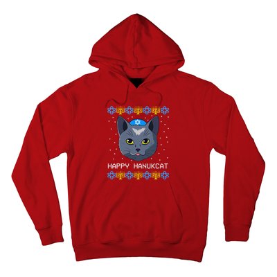 Happy Hanukcat Ugly Hanukkah Sweater Cat Chanukah Jewish Hoodie