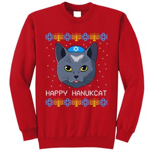 Happy Hanukcat Ugly Hanukkah Sweater Cat Chanukah Jewish Sweatshirt