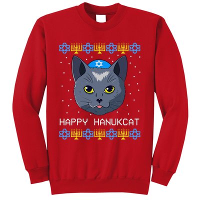 Happy Hanukcat Ugly Hanukkah Sweater Cat Chanukah Jewish Sweatshirt