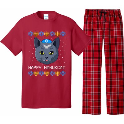 Happy Hanukcat Ugly Hanukkah Sweater Cat Chanukah Jewish Pajama Set