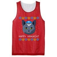 Happy Hanukcat Ugly Hanukkah Sweater Cat Chanukah Jewish Mesh Reversible Basketball Jersey Tank