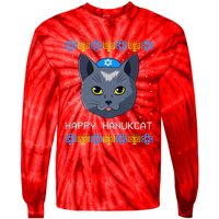 Happy Hanukcat Ugly Hanukkah Sweater Cat Chanukah Jewish Tie-Dye Long Sleeve Shirt