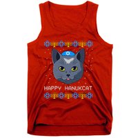 Happy Hanukcat Ugly Hanukkah Sweater Cat Chanukah Jewish Tank Top