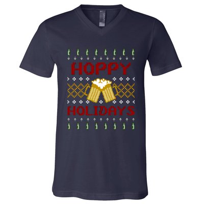 Hoppy Holidays Ugly Christmas V-Neck T-Shirt