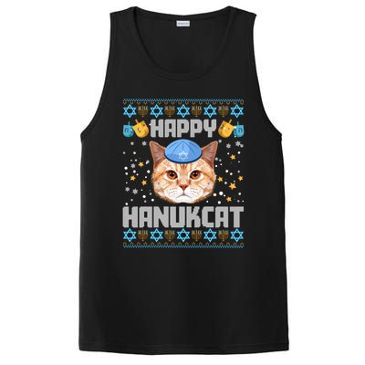 Happy Hanukcat Ugly Hanukkah Sweater Cat Chanukah Jewish PosiCharge Competitor Tank