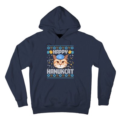 Happy Hanukcat Ugly Hanukkah Sweater Cat Chanukah Jewish Hoodie