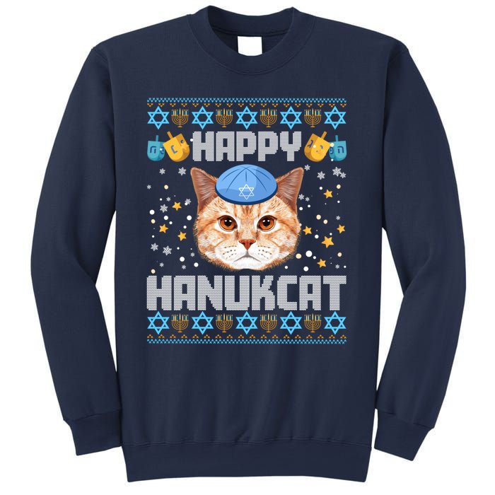 Happy Hanukcat Ugly Hanukkah Sweater Cat Chanukah Jewish Sweatshirt