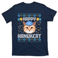 Happy Hanukcat Ugly Hanukkah Sweater Cat Chanukah Jewish T-Shirt