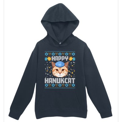 Happy Hanukcat Ugly Hanukkah Sweater Cat Chanukah Jewish Urban Pullover Hoodie