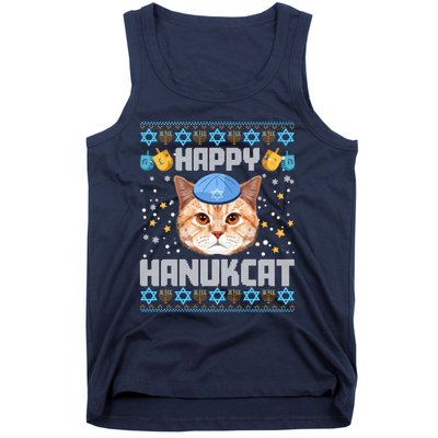 Happy Hanukcat Ugly Hanukkah Sweater Cat Chanukah Jewish Tank Top