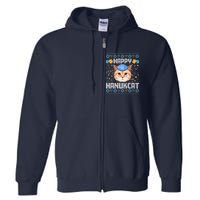 Happy Hanukcat Ugly Hanukkah Sweater Cat Chanukah Jewish Full Zip Hoodie