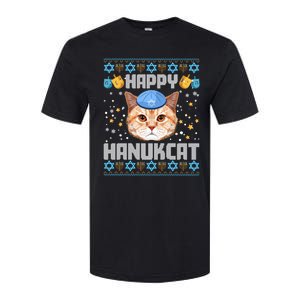 Happy Hanukcat Ugly Hanukkah Sweater Cat Chanukah Jewish Softstyle CVC T-Shirt