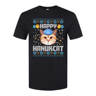 Happy Hanukcat Ugly Hanukkah Sweater Cat Chanukah Jewish Softstyle CVC T-Shirt