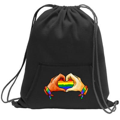 Hand Heart Unity Pride LGBTQ Rainbow Flag LGBT Pride Ally Sweatshirt Cinch Pack Bag