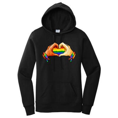 Hand Heart Unity Pride LGBTQ Rainbow Flag LGBT Pride Ally Women's Pullover Hoodie