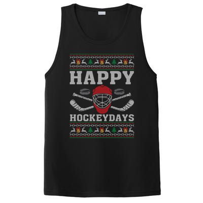 Happy Hockeydays Ugly Christmas Funny Hockey Xmas Gift Meaningful Gift PosiCharge Competitor Tank