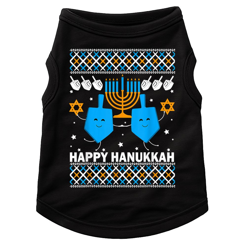 Happy Hanukkah Ugly Sweater Chanukah Jewish Christmas Gifts Doggie Tank