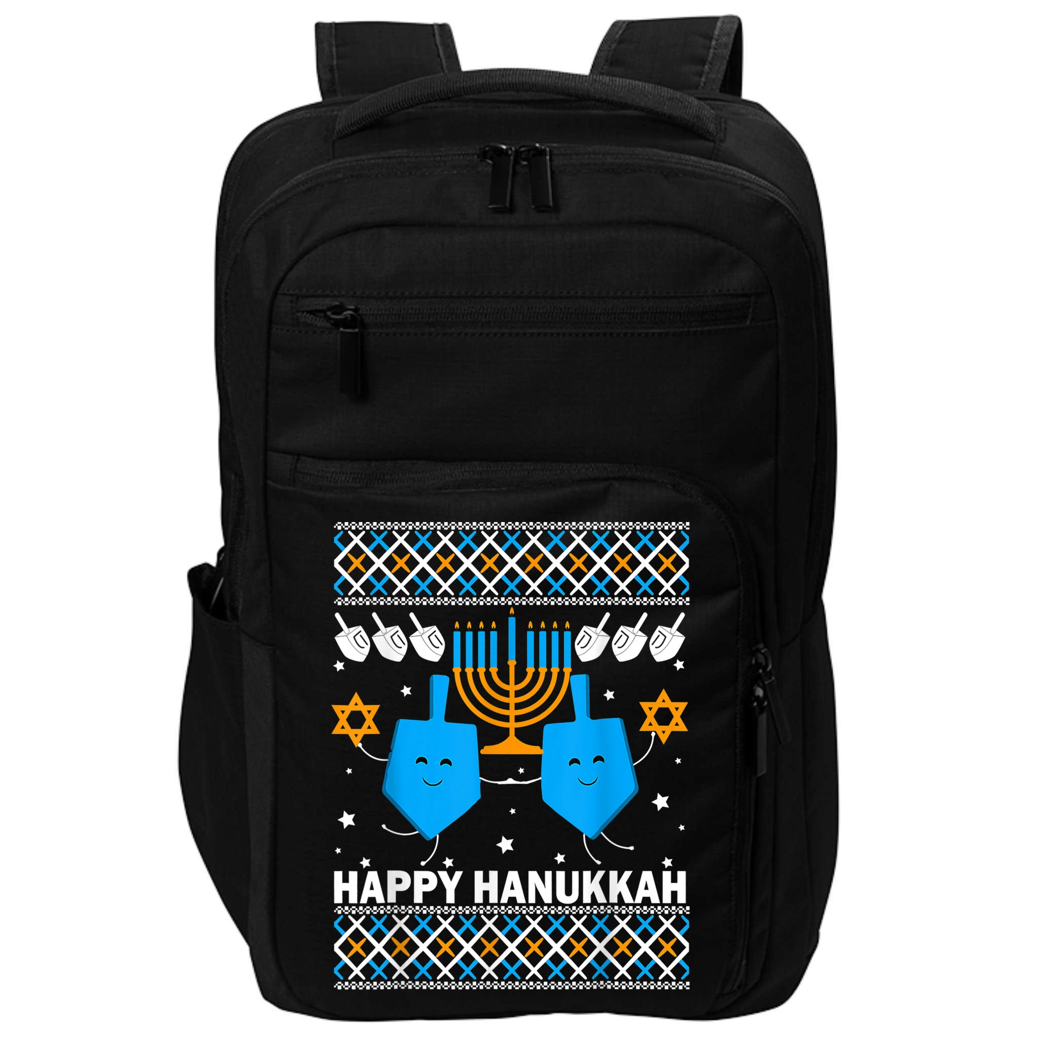 Happy Hanukkah Ugly Sweater Chanukah Jewish Christmas Gifts Impact Tech Backpack