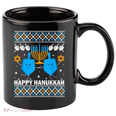 Happy Hanukkah Ugly Sweater Chanukah Jewish Christmas Gifts 11oz C Handle Ceramic Mug