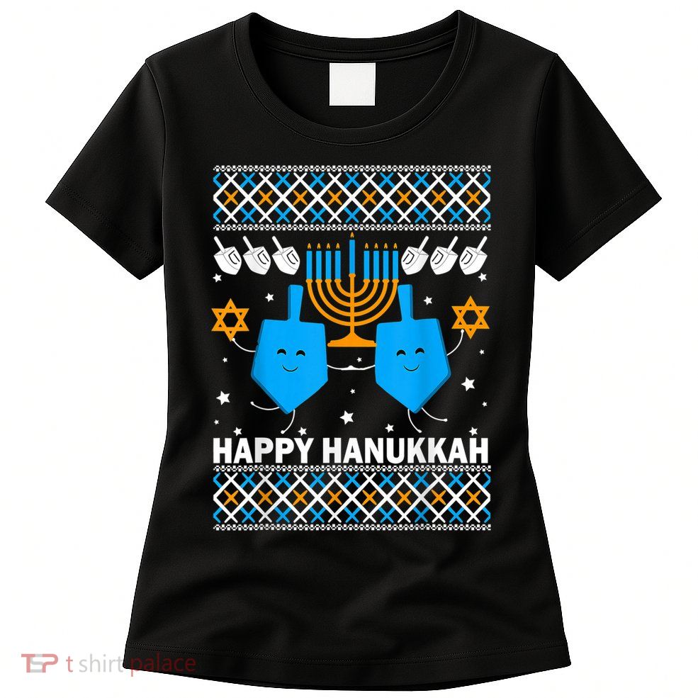 Happy Hanukkah Ugly Sweater Chanukah Jewish Christmas Gifts Womens T-Shirt