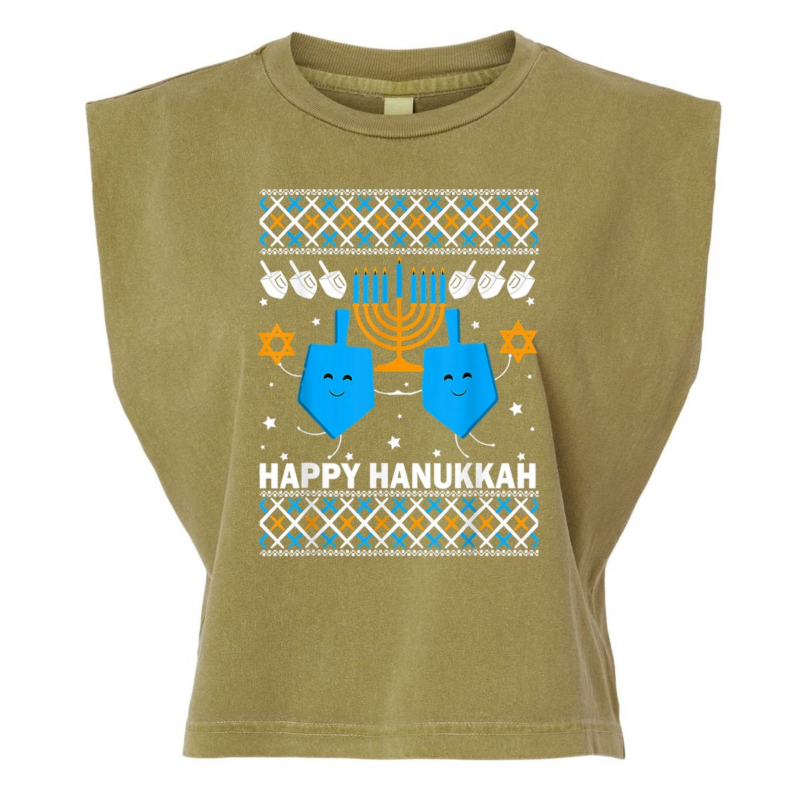 Happy Hanukkah Ugly Sweater Chanukah Jewish Christmas Gifts Garment-Dyed Women's Muscle Tee